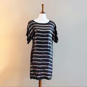 Vintage Tibi Sequin Mini Dress in Black and Gold
